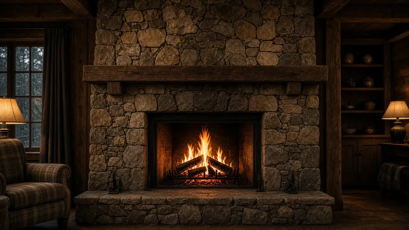 Wood burning fireplace